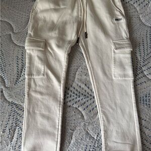 Essentials Men's Cream Cargo Joggers with Drawstring